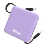 Vinnic VPPB-LC05PU DAMAVAND 5000mAh 自帶雙線迷你充電器 (粉紫色)